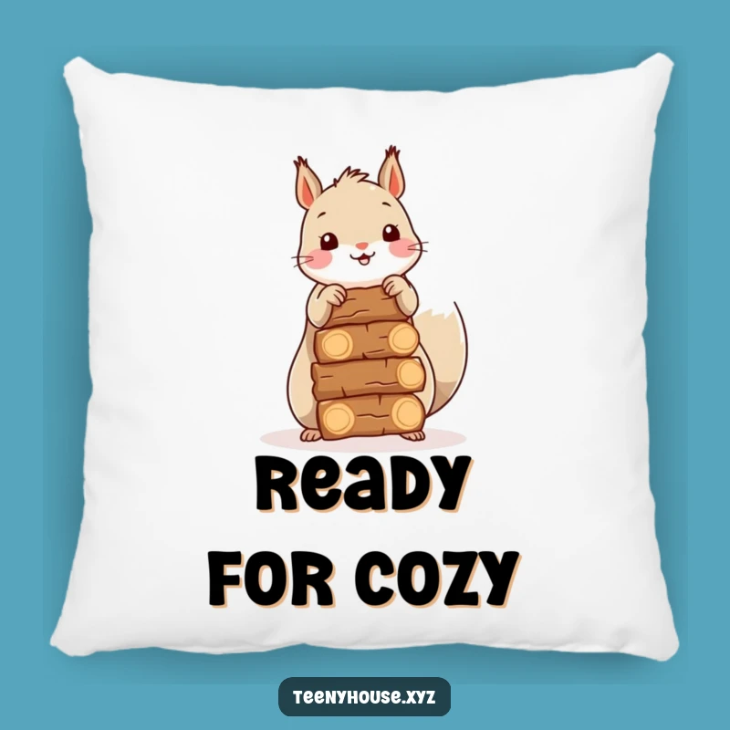 Funny Squirrel Firewood Pillow - Cozy Stacker Accent Funny Gift