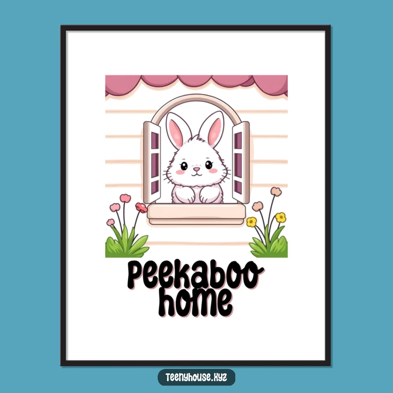 Funny Bunny Digital Art: Peeking Rabbit Print - Hilarious Instant Decor Gift