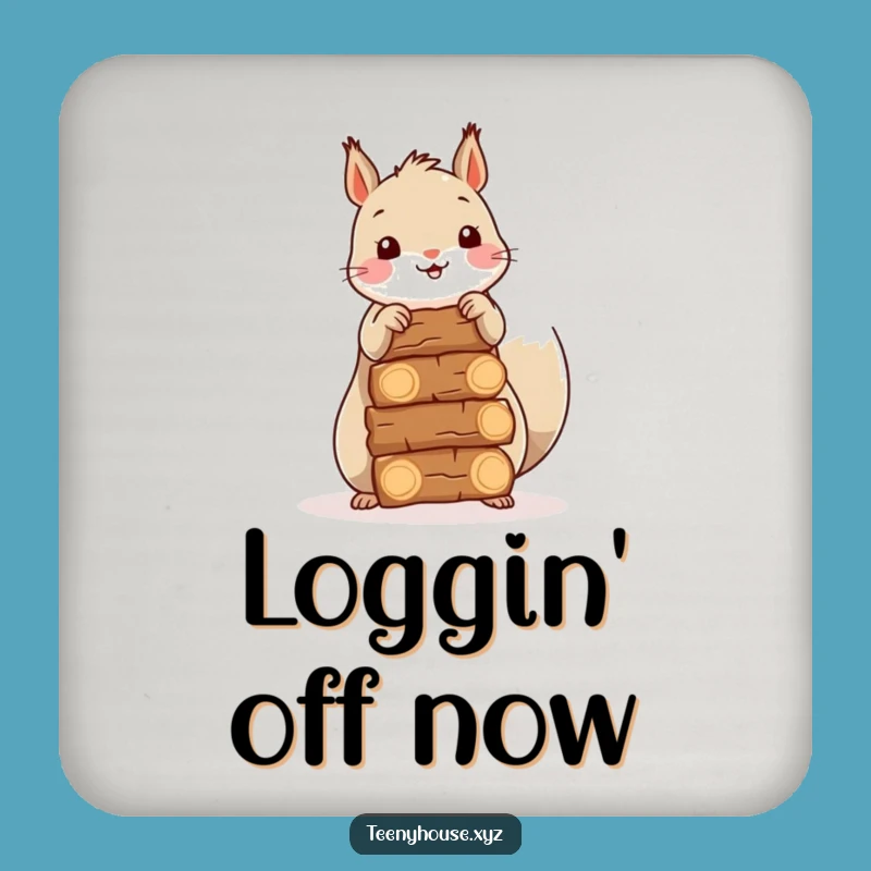 Funny Squirrel Firewood Coaster Set - Cozy Woodland Drink Protection Funny Gift