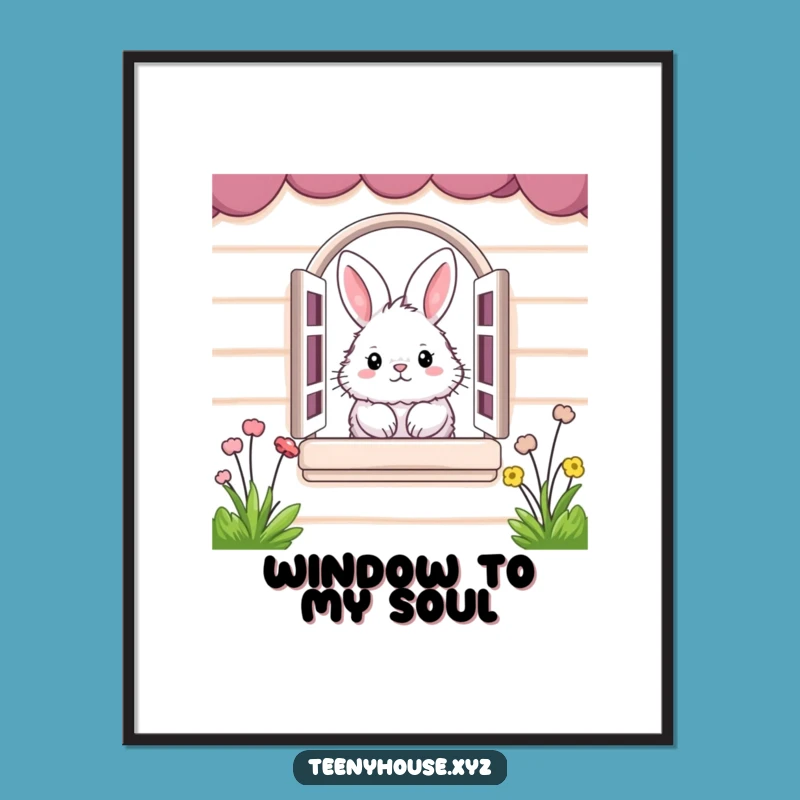 Funny Bunny Poster: Peeking Rabbit Art - Hilarious Wall Decor Gift Idea