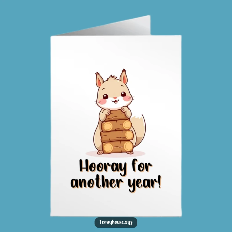 Free Printable Squirrel Birthday Card: Firewood Stacking Fun - Downloadable Gift!