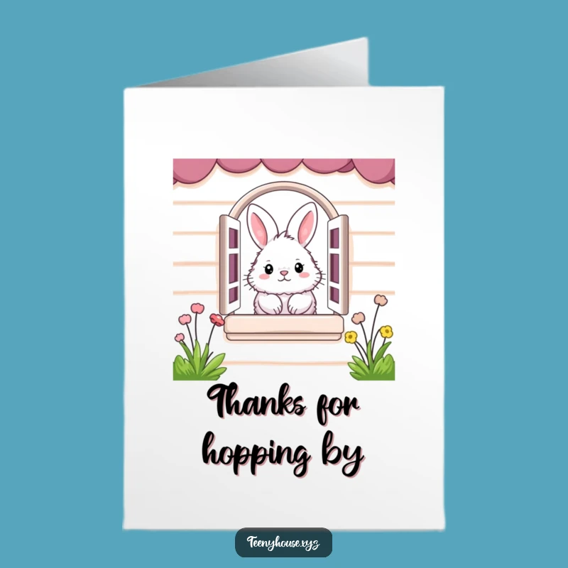 Free Printable Thank You Card: Bunny Window, Funny Downloadable Gift of Appreciation