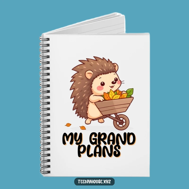 Funny Hedgehog Journal - Cheerful Leaf Rolling Wheelbarrow Notebook Funny Gift