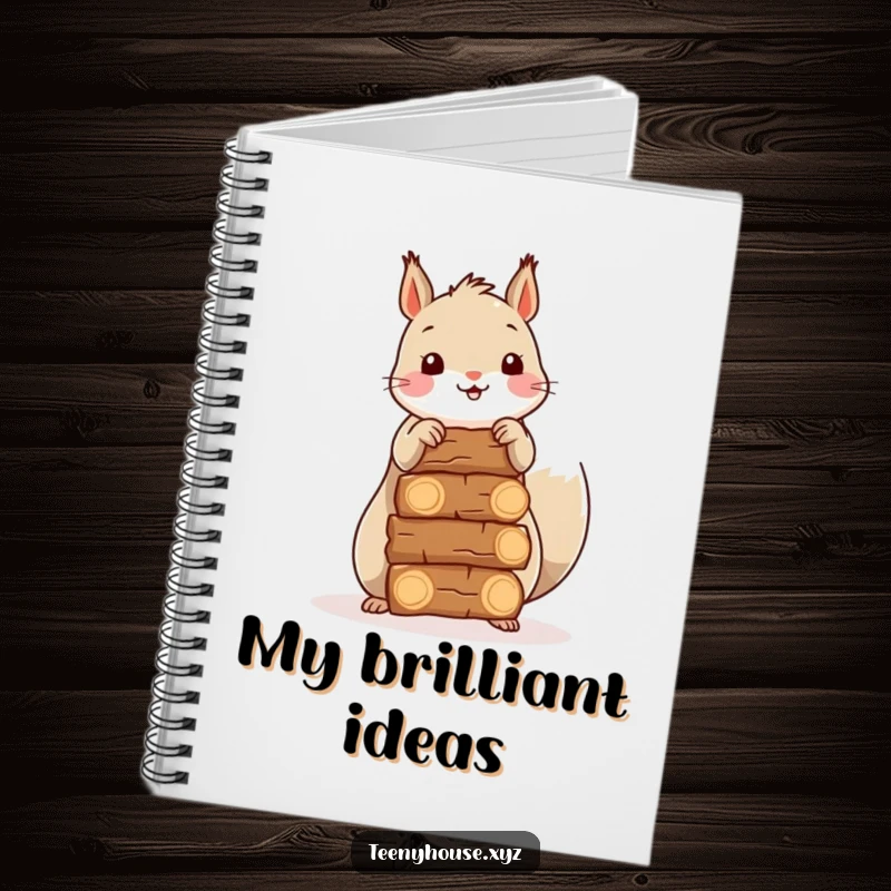 Funny Squirrel Journal: A happy squirrel stacking miniature firewood bundles, perfect for jotting down plans with a smile.